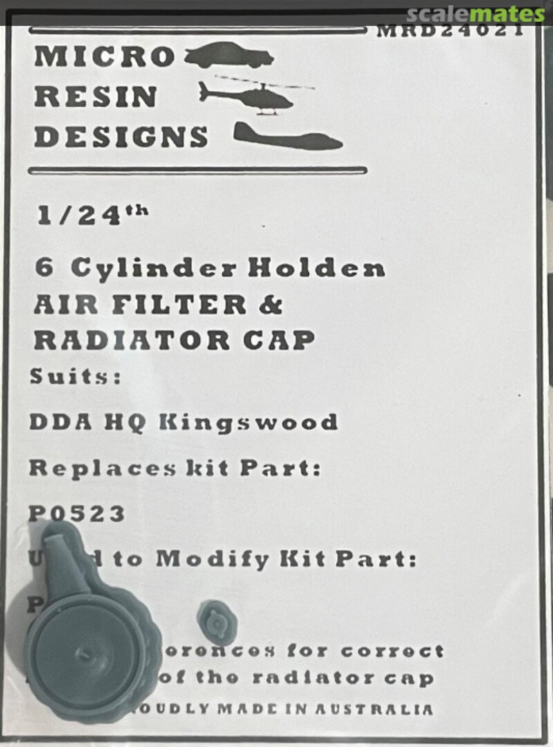 Boxart Holden HQ/HJ Air Filter & Radiator Cap - 6 Cylinder MRD24021 Micro Resin Designs Boxart Holden HQ/HJ Air Filter & Radiator Cap - 6 Cylinder MRD24021 Micro Resin Designs