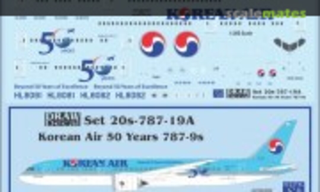 1:200 Korean Air 50 Years 787-9 Dreamliners (Draw Decal 20-787-19A) 20-787-19A
