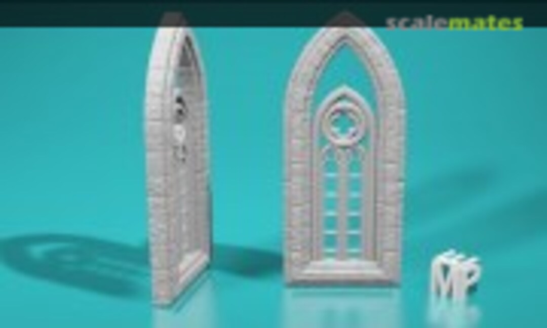 1:35 Stained glass church window - type 1 - narrow - half (EMP3d 35150438) 35150438