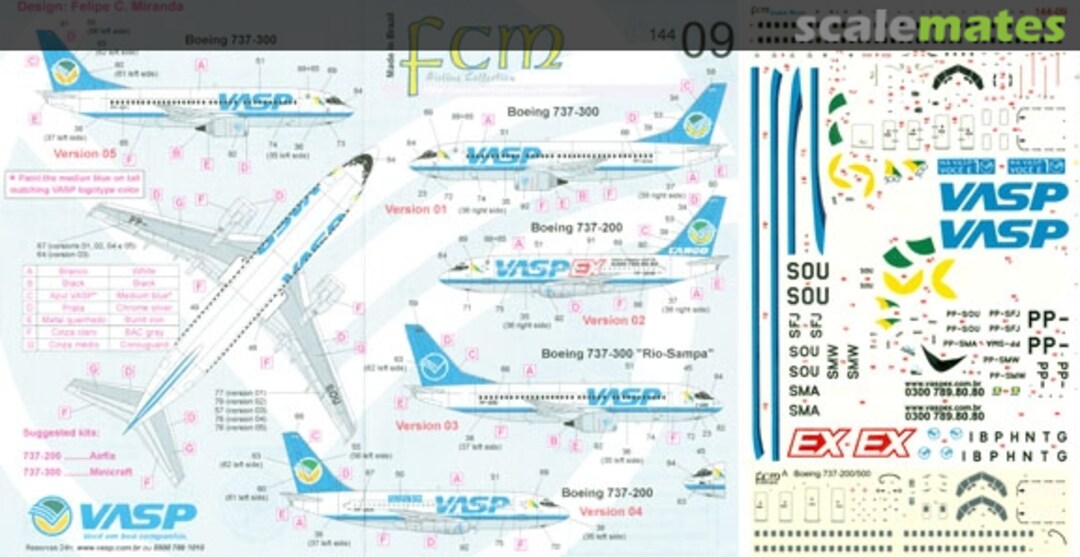 Boxart Lineas Aereas: VASP 737-200 & -300 (incl. Cargo titles) 144-09 FCM Boxart Lineas Aereas: VASP 737-200 & -300 (incl. Cargo titles) 144-09 FCM