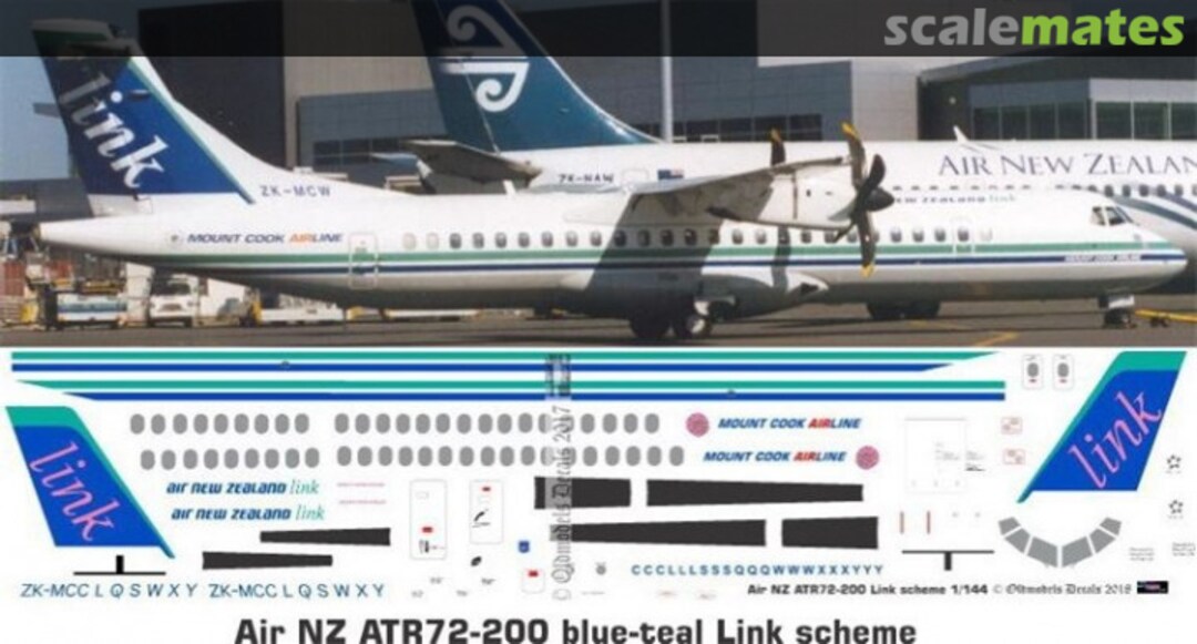 Boxart ATR72 - Air New Zealand blue-teal Link scheme OMD0223 Oldmodels Decals