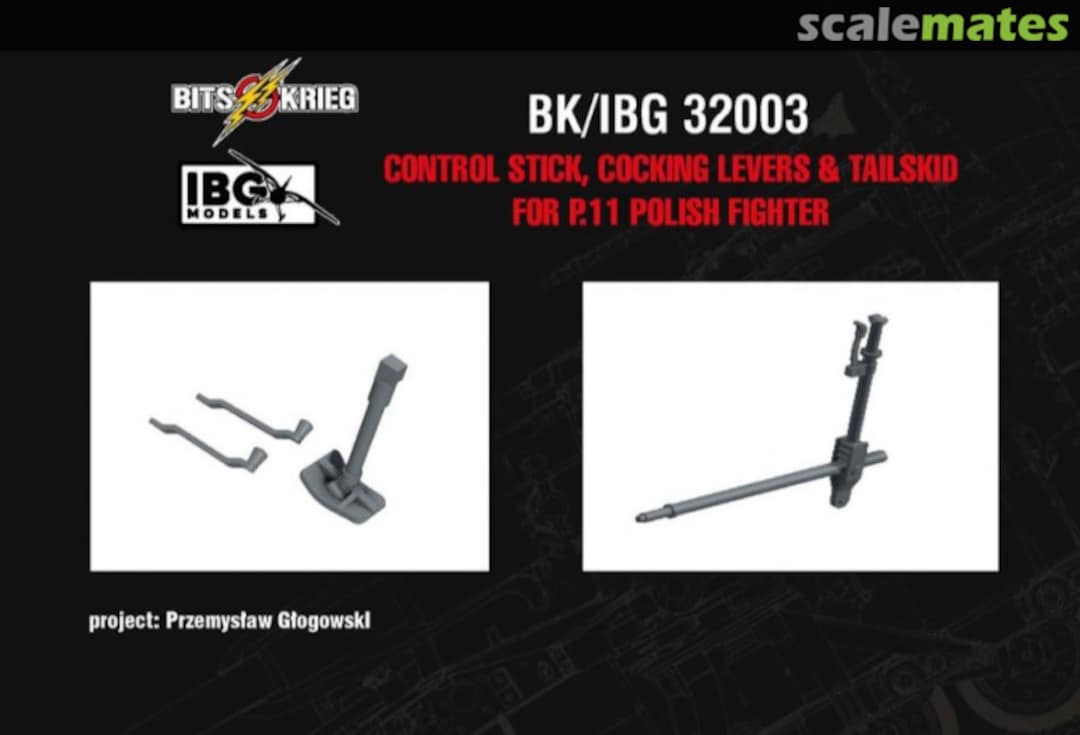 Boxart Control stick, Cocking levers & Tailskid for PZL P.11 BK/IBG 32003 BitsKrieg Boxart Control stick, Cocking levers & Tailskid for PZL P.11 BK/IBG 32003 BitsKrieg