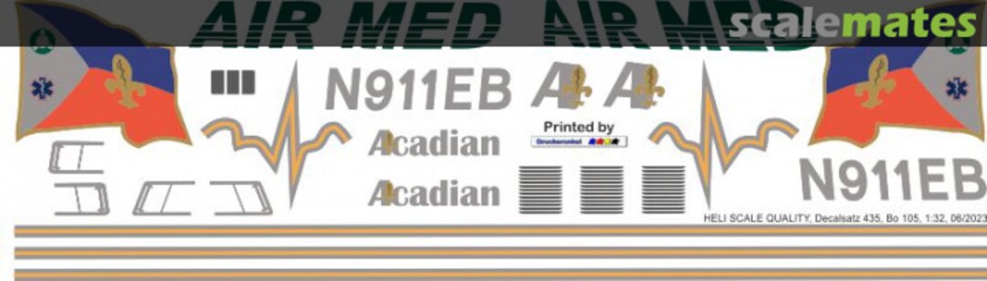 Boxart Bo 105 CBS - Air Med - N911EB Decal 435 Heli Scale Quality Boxart Bo 105 CBS - Air Med - N911EB Decal 435 Heli Scale Quality