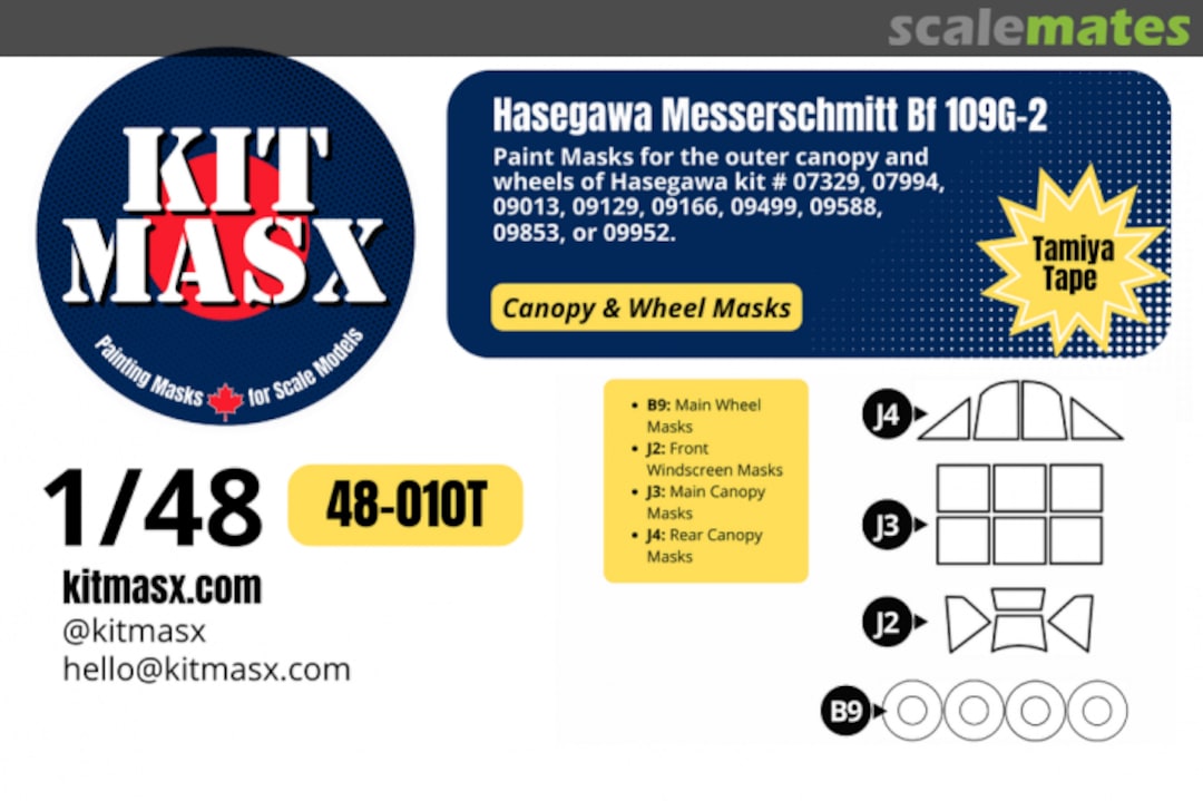 Boxart Messerschmitt Bf 109 G-2 canopy & wheel masks 48-010T Kit Masx Boxart Messerschmitt Bf 109 G-2 canopy & wheel masks 48-010T Kit Masx