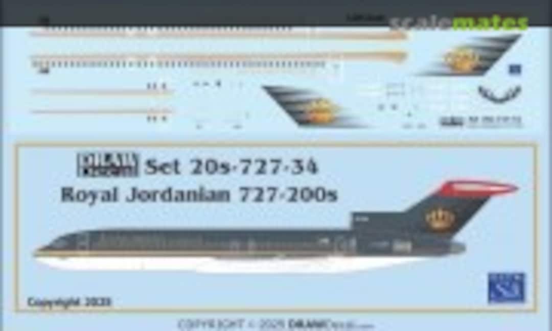 1:200 Royal Jordanian 727-200s (Draw Decal 20-727-34) 20-727-34