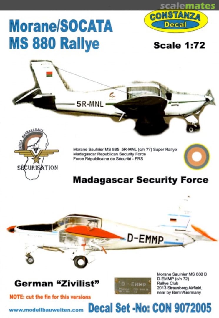 Boxart Morane/SOCATA MS 880 Rallye CON 9072005 Constanza Kit Boxart Morane/SOCATA MS 880 Rallye CON 9072005 Constanza Kit