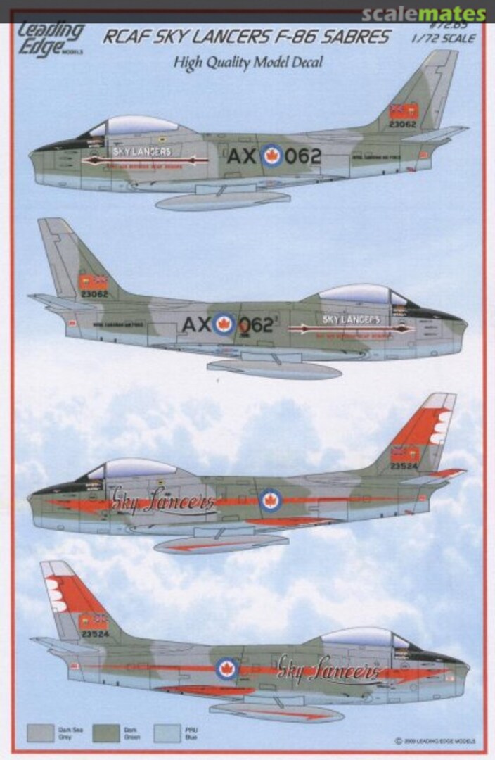 Boxart RCAF Sky Lancers F-86 Sabres 72.65 Leading Edge Boxart RCAF Sky Lancers F-86 Sabres 72.65 Leading Edge