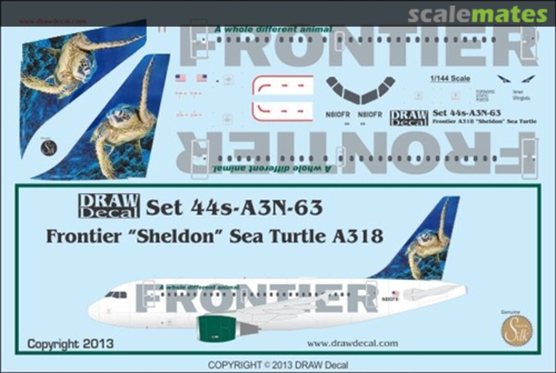 Boxart Frontier "Sheldon" Sea Turtle A318 44s-A3N-63 Draw Decal Boxart Frontier "Sheldon" Sea Turtle A318 44s-A3N-63 Draw Decal