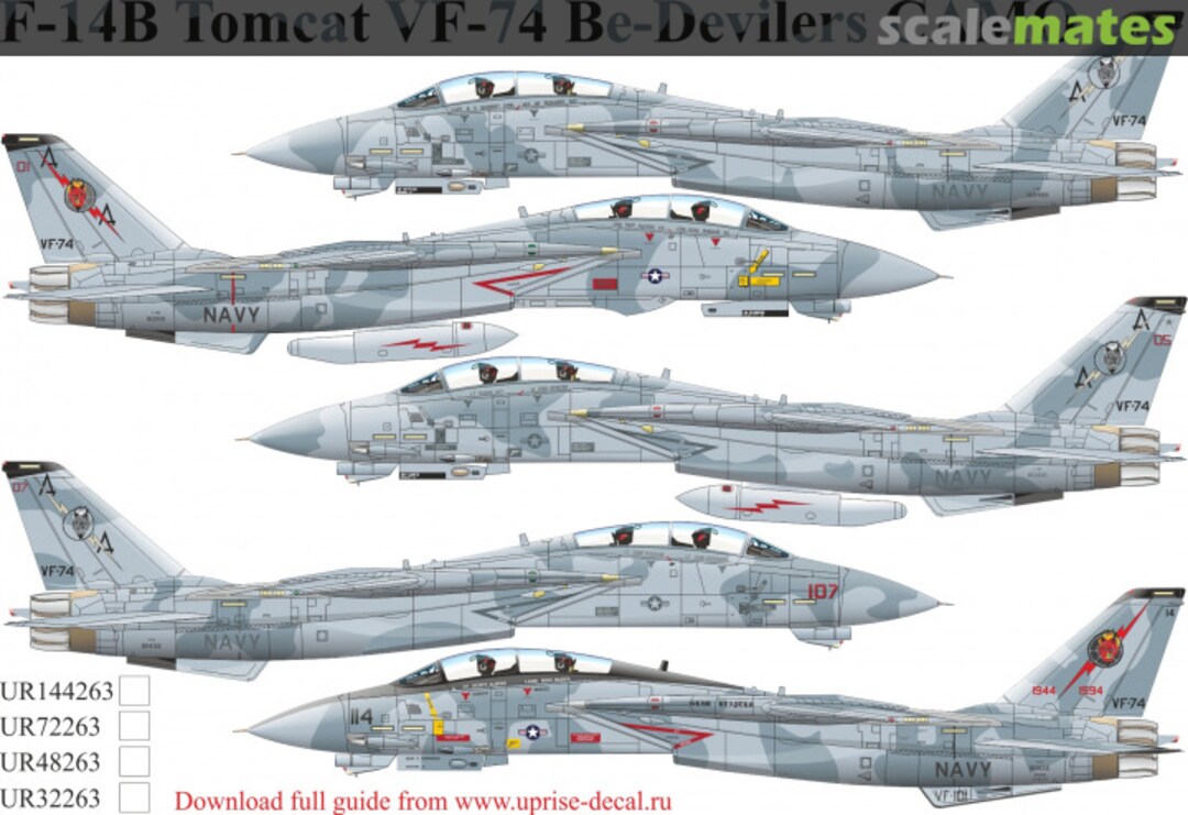 Boxart F-14B Tomcat VF-74 Be-Devilers CAMO, FFA (removable film) UR32263 UpRise Decal Boxart F-14B Tomcat VF-74 Be-Devilers CAMO, FFA (removable film) UR32263 UpRise Decal