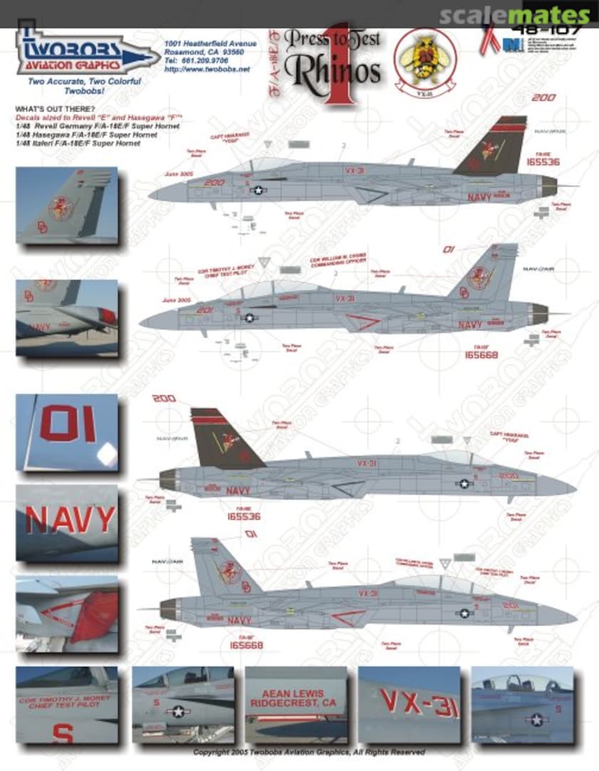 Boxart F/A-18E/F VX-31 Press to Test Rhinos #1 48-107 TwoBobs Aviation Graphics Boxart F/A-18E/F VX-31 Press to Test Rhinos #1 48-107 TwoBobs Aviation Graphics