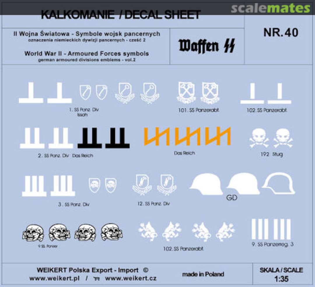 Boxart German armored divisions WAFFEN SS 40 Weikert Decals Boxart German armored divisions WAFFEN SS 40 Weikert Decals