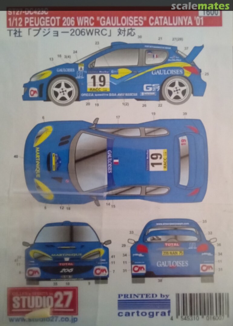 Boxart Peugeot 206 WRC "Gauloises" S. Jean-Joseph Catalunya 2001 ST27-DC423C Studio27 Boxart Peugeot 206 WRC "Gauloises" S. Jean-Joseph Catalunya 2001 ST27-DC423C Studio27