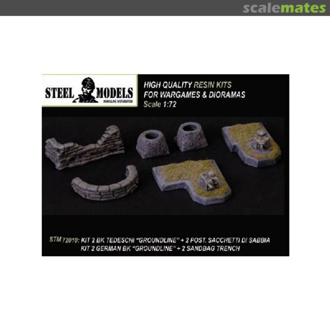 Boxart combo kit 2 German tank turrets (ground level line) with 2 sandbags STM72010 Steel Models Boxart combo kit 2 German tank turrets (ground level line) with 2 sandbags STM72010 Steel Models