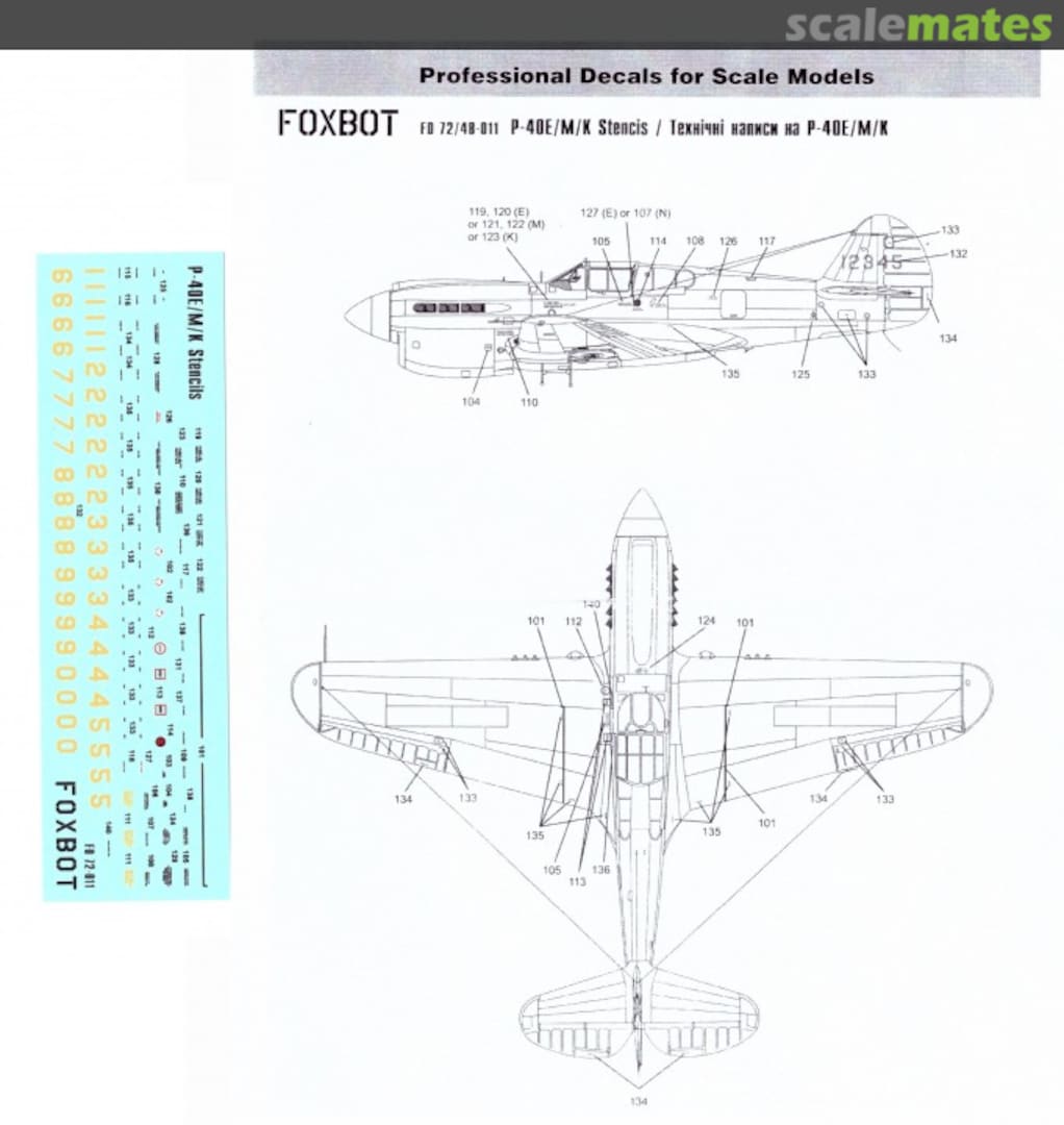 Boxart P-40E/M/K Stencils 72-011 Foxbot Boxart P-40E/M/K Stencils 72-011 Foxbot