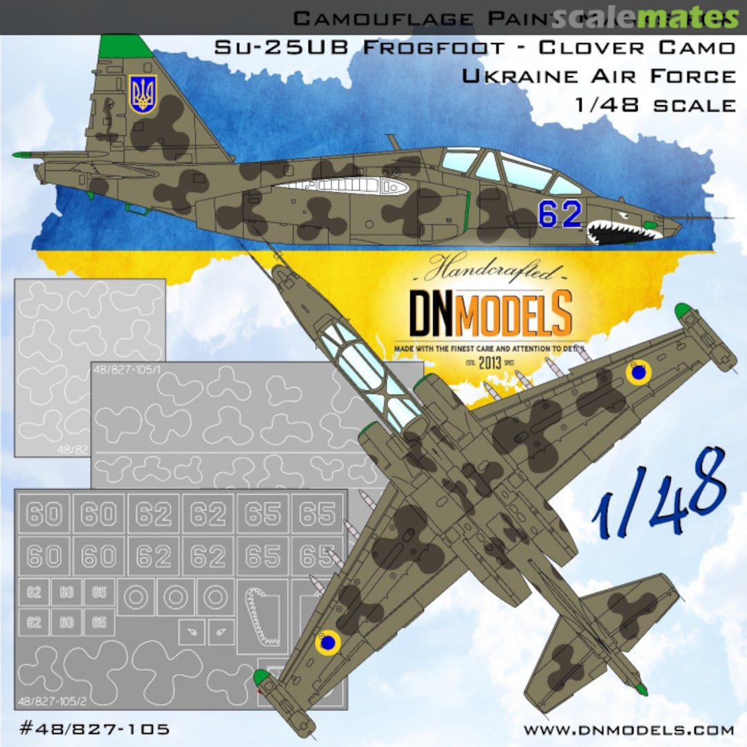 Boxart Su-25UB Frogfoot Ukrainian Clover Camouflage Paint Mask Set 1/48 48/827-105 DN Models Boxart Su-25UB Frogfoot Ukrainian Clover Camouflage Paint Mask Set 1/48 48/827-105 DN Models
