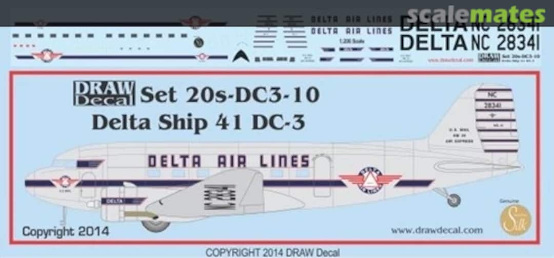 Boxart Delta Air Lines DC-3 Ship 41 20-DC3-10 Draw Decal Boxart Delta Air Lines DC-3 Ship 41 20-DC3-10 Draw Decal