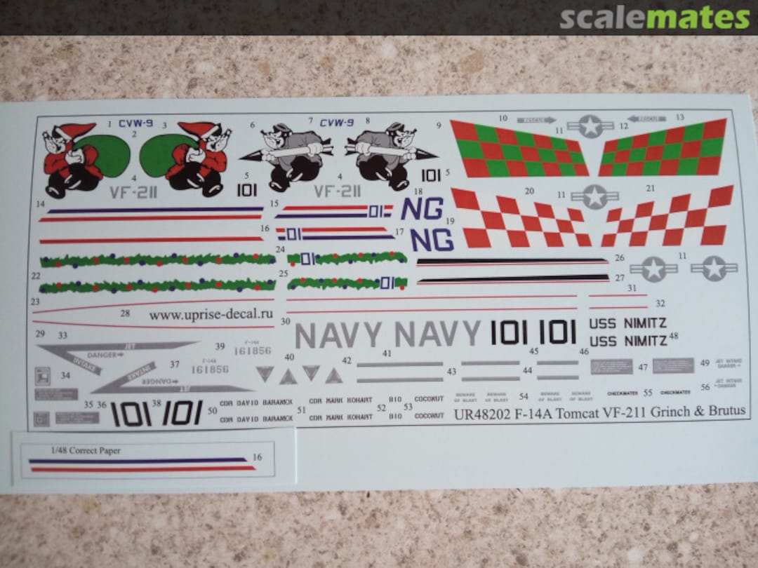 Contents F-14A Tomcat VF-211 UR48202 UpRise Decal