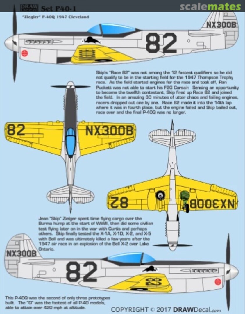 Boxart “Ziegler” P-40Q Cleveland 1947 32-P40-1 Draw Decal Boxart “Ziegler” P-40Q Cleveland 1947 32-P40-1 Draw Decal