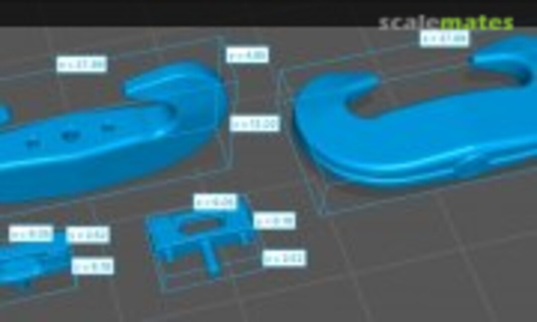 1:16 Tow hooks - Panzer III/IV - C type large - movable (EMP3d 16040861) 16040861