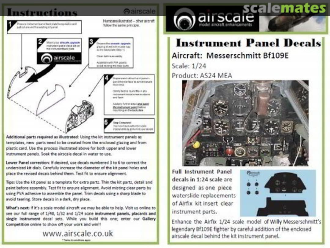 Boxart Instrument Dial Decals - Bf 109E AS24 MEA Airscale Boxart Instrument Dial Decals - Bf 109E AS24 MEA Airscale