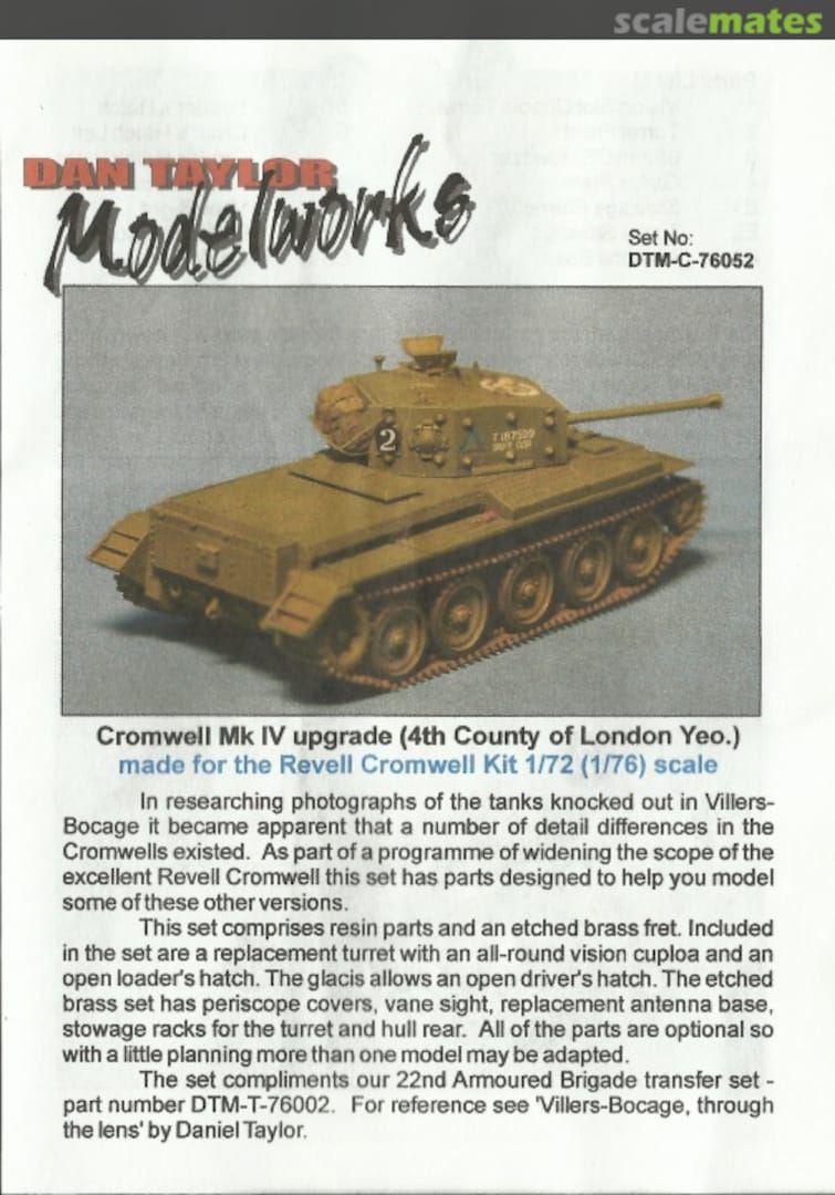 Boxart Cromwell Mk IV upgrade C-76052R Dan Taylor Modelworks Boxart Cromwell Mk IV upgrade C-76052R Dan Taylor Modelworks