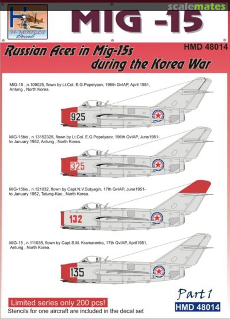 Boxart Mikoyan MiG-15 HMD48014 H-Models Decals Boxart Mikoyan MiG-15 HMD48014 H-Models Decals