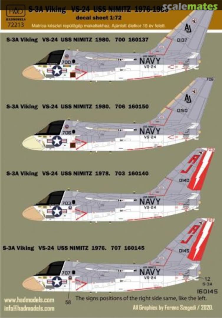 Boxart S-3A Viking - VS-24 `Scouts` HAD72213 HADmodels 