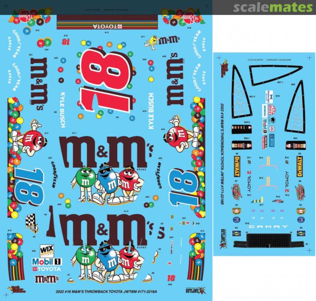 Boxart #18 M&Ms Kyle Busch 2022 Darlington Throwback 171-2218A JWTBM Boxart #18 M&Ms Kyle Busch 2022 Darlington Throwback 171-2218A JWTBM