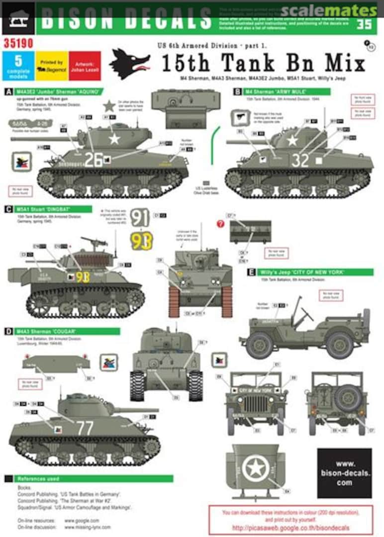 Boxart U.S. 6th Armored Division - Part 1 35190 Bison Decals Boxart U.S. 6th Armored Division - Part 1 35190 Bison Decals