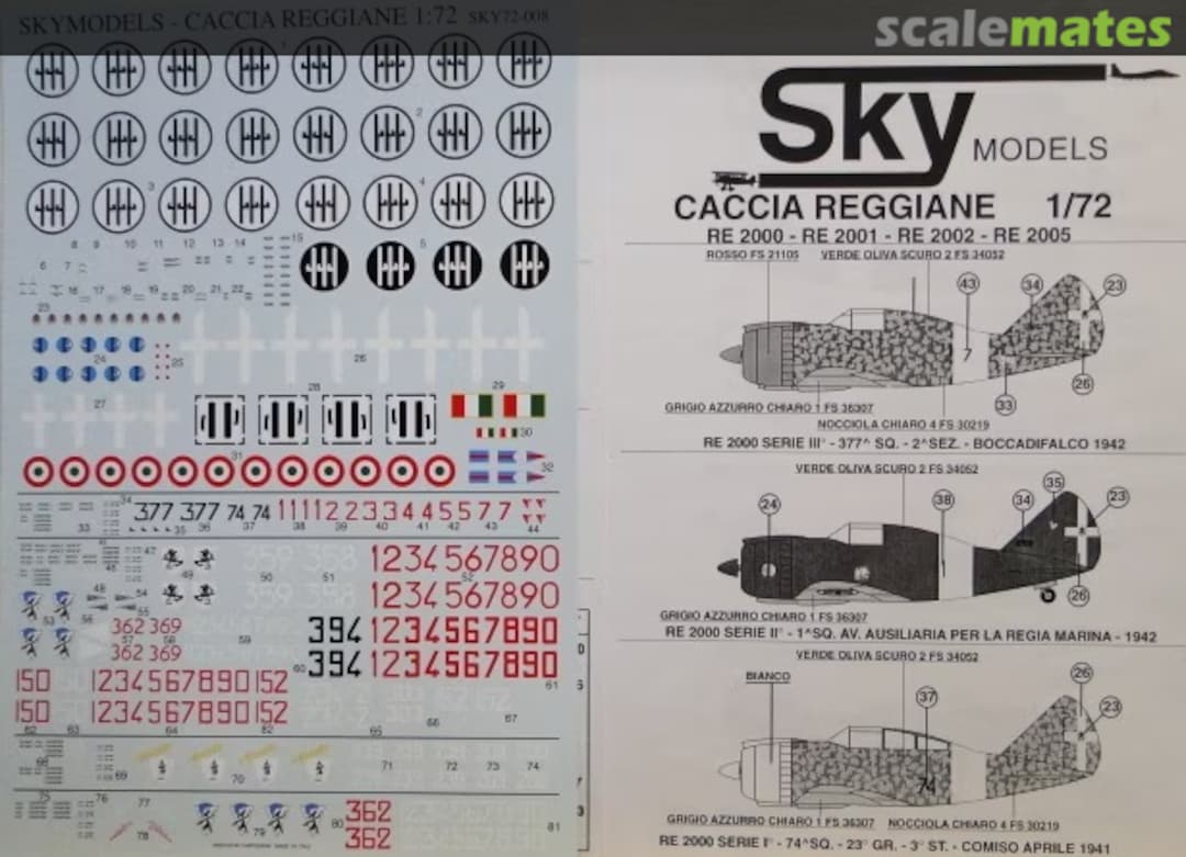 Contents Caccia Reggiane 72-008 Sky Models Contents Caccia Reggiane 72-008 Sky Models