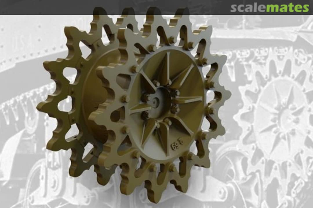 Boxart US LIGHT TANK M3/M3A1/M3A3/M5 DRIVE SPROCKETS (14-TEETH, EARLY) 35005 Fury Models