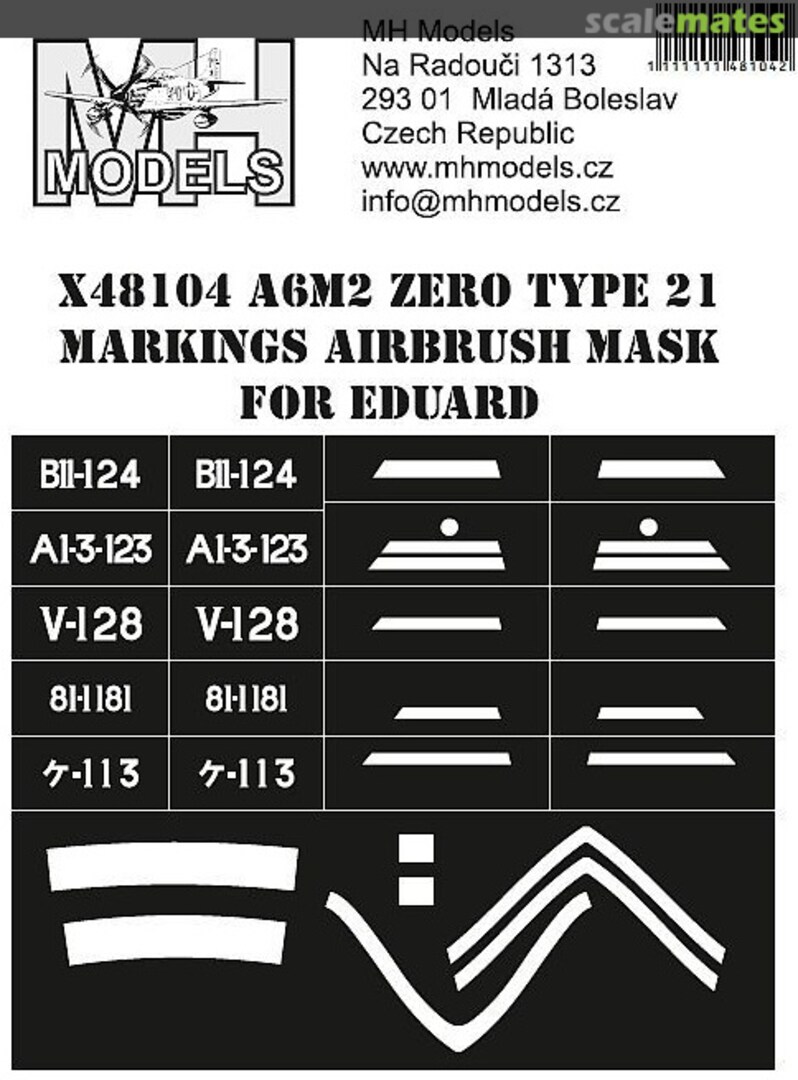 Boxart A6M2 Zero Type21 Markings Airbrush Mask X48104 MH Models Boxart A6M2 Zero Type21 Markings Airbrush Mask X48104 MH Models