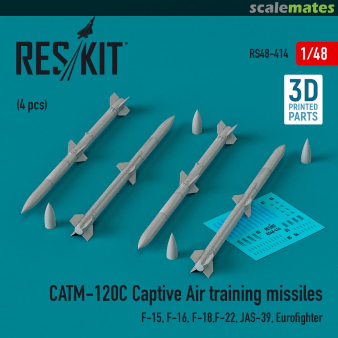 Boxart CATM-120C Captive air training missiles (3D Printed) RS48-0414 ResKit Boxart CATM-120C Captive air training missiles (3D Printed) RS48-0414 ResKit