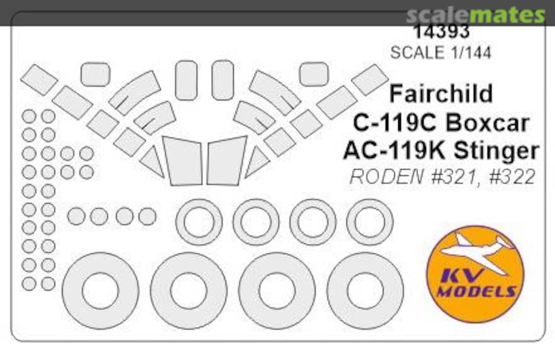 Boxart Painting Masks for Canopy Cockpit, Disks and Wheels Model Fairchild C-119C Boxcar/AC-119K Stinger 14393 KV Models Boxart Painting Masks for Canopy Cockpit, Disks and Wheels Model Fairchild C-119C Boxcar/AC-119K Stinger 14393 KV Models