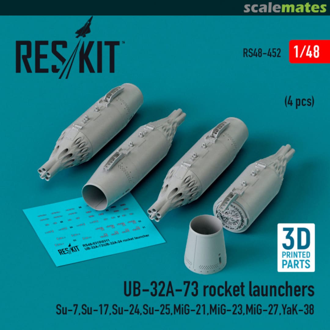 Boxart UB-32A-73 rocket launchers (4 pcs) (3D Printed) RS48-0452 ResKit Boxart UB-32A-73 rocket launchers (4 pcs) (3D Printed) RS48-0452 ResKit