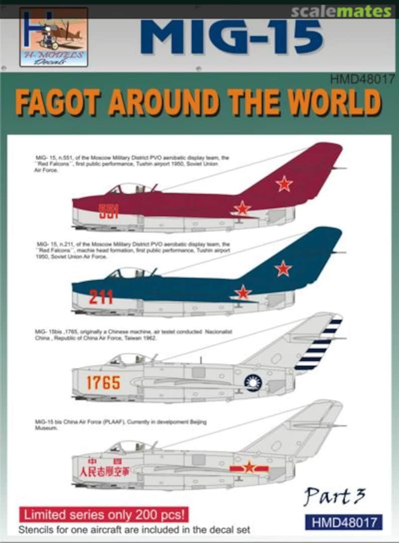 Boxart Mikoyan MiG-15 Fagot Around the World, Pt.3 HMD48017 H-Models Decals Boxart Mikoyan MiG-15 Fagot Around the World, Pt.3 HMD48017 H-Models Decals