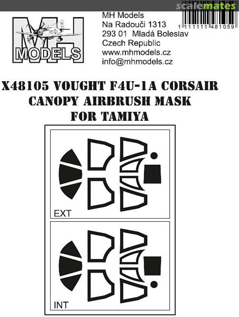 Boxart Vought F4U-1A Corsair Canopy Airbrush Mask X48105 MH Models Boxart Vought F4U-1A Corsair Canopy Airbrush Mask X48105 MH Models