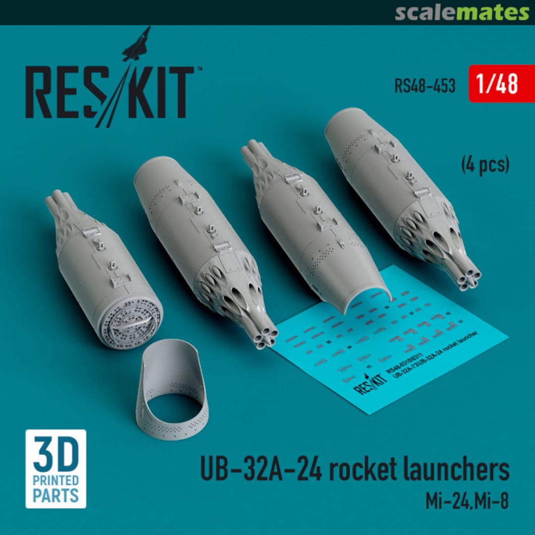 Boxart UB-32A-24 rocket launchers (4 pcs) (3D Printed) RS48-0453 ResKit Boxart UB-32A-24 rocket launchers (4 pcs) (3D Printed) RS48-0453 ResKit