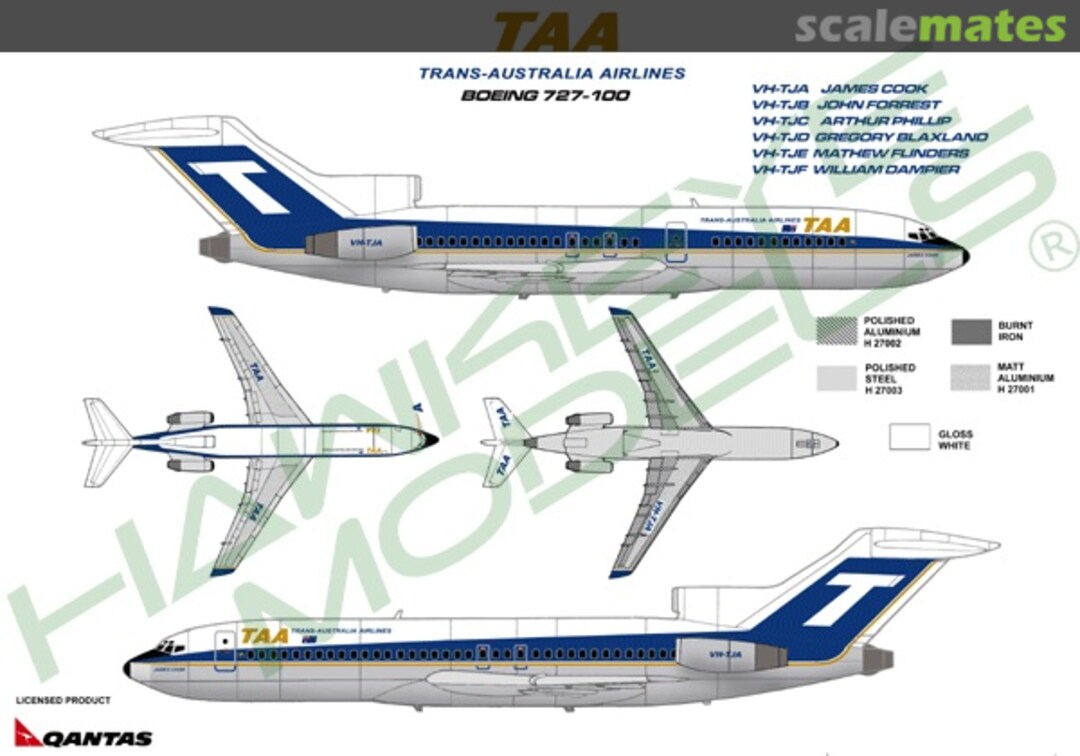 Boxart Trans Australian Airlines [TAA], Boeing 727-100 CDS-121 Hawkeye Models