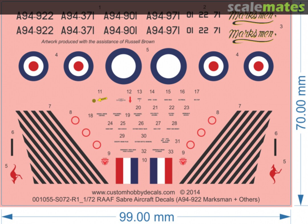 Contents RAAF A94 Sabre - RAAF Marksmen C072-1055 Custom Hobby Decals Contents RAAF A94 Sabre - RAAF Marksmen C072-1055 Custom Hobby Decals