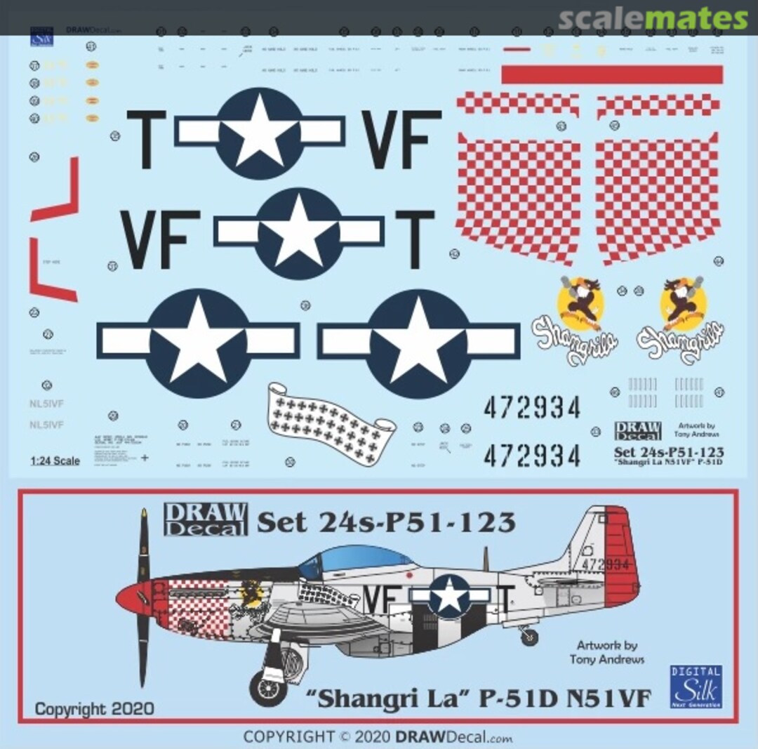 Boxart “Shangri La” P-51D N51VF 24-P51-123 Draw Decal Boxart “Shangri La” P-51D N51VF 24-P51-123 Draw Decal