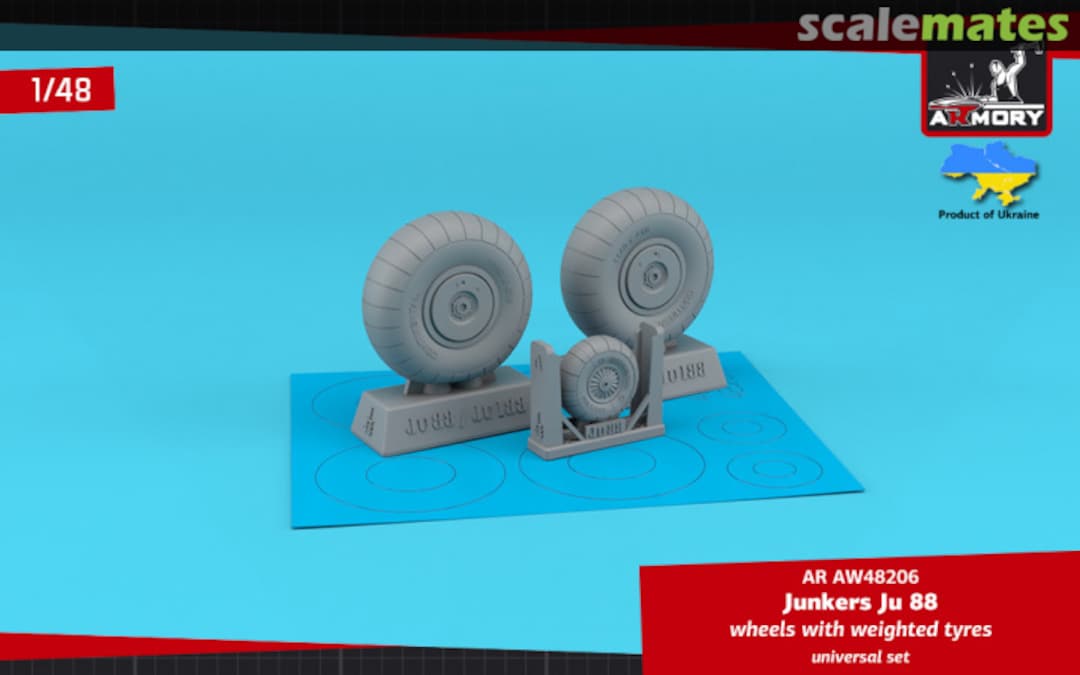 Boxart Junkers Ju-88 late wheels with weighted tires and paint masks AW48206 Armory Boxart Junkers Ju-88 late wheels with weighted tires and paint masks AW48206 Armory