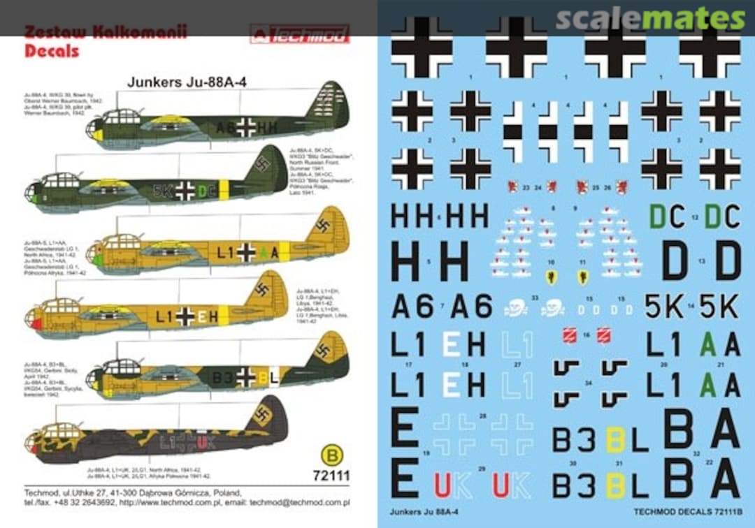 Boxart Junkers Ju 88A-4 72111 Techmod Boxart Junkers Ju 88A-4 72111 Techmod