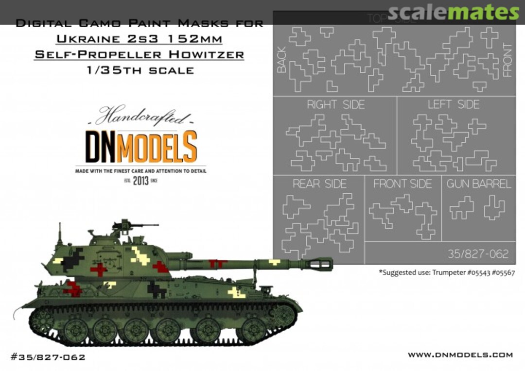 Boxart Digital Camo Paint Masks for Ukraine 2S3 152 mm Self-propelled Howitzer 35/827-062 DN Models Boxart Digital Camo Paint Masks for Ukraine 2S3 152 mm Self-propelled Howitzer 35/827-062 DN Models