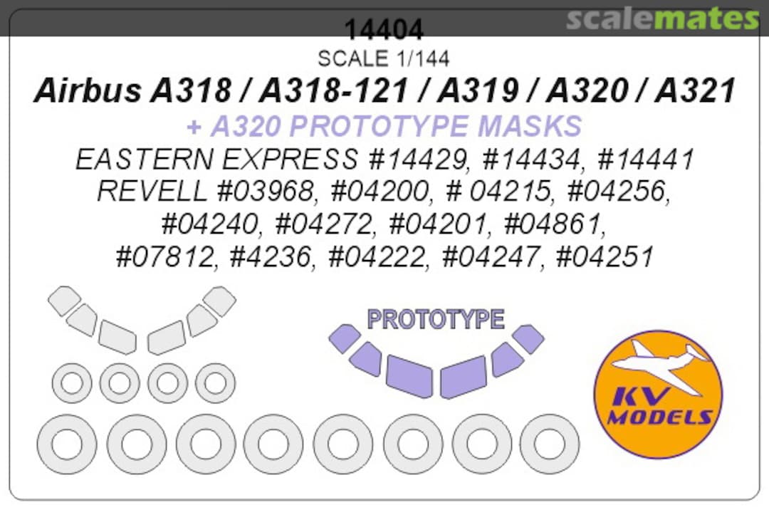 Boxart Airbus A318 / / A318-121 / A319 / A320 / A321 + A320 Prototype 14404 KV Models