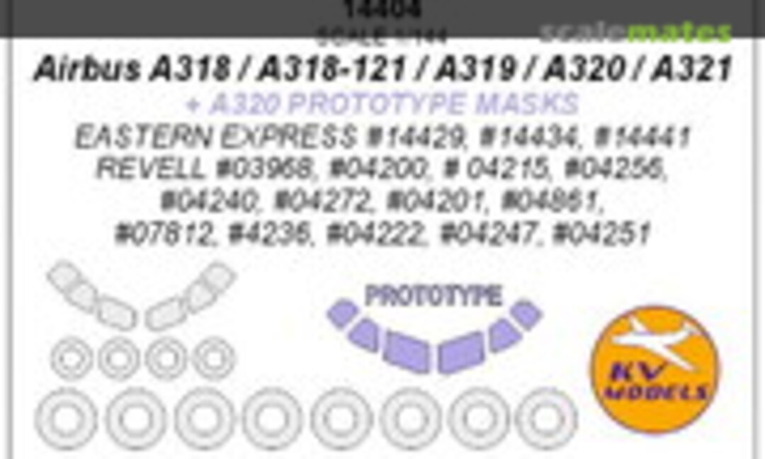 1:144 Airbus A318 / / A318-121 / A319 / A320 / A321 + A320 Prototype (KV Models 14404) 14404