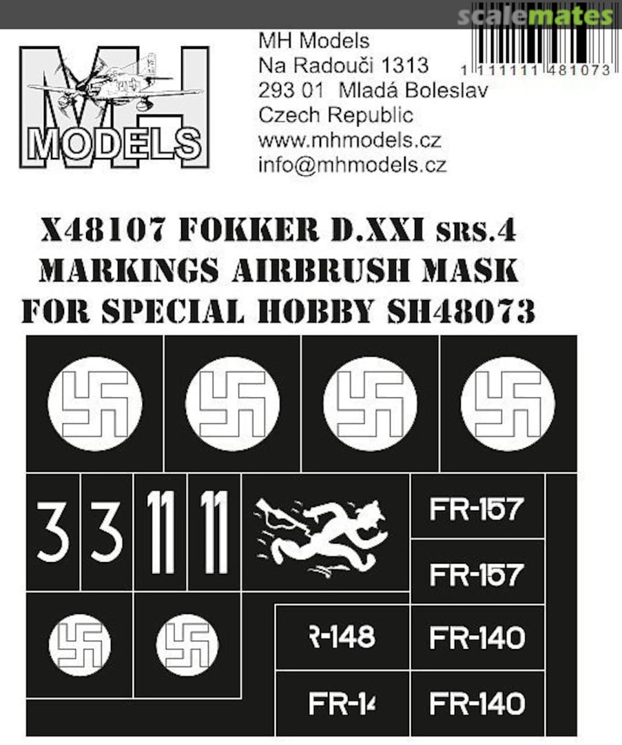 Boxart Fokker D.XXI srs.4 Markings Airbrush Mask X48107 MH Models Boxart Fokker D.XXI srs.4 Markings Airbrush Mask X48107 MH Models