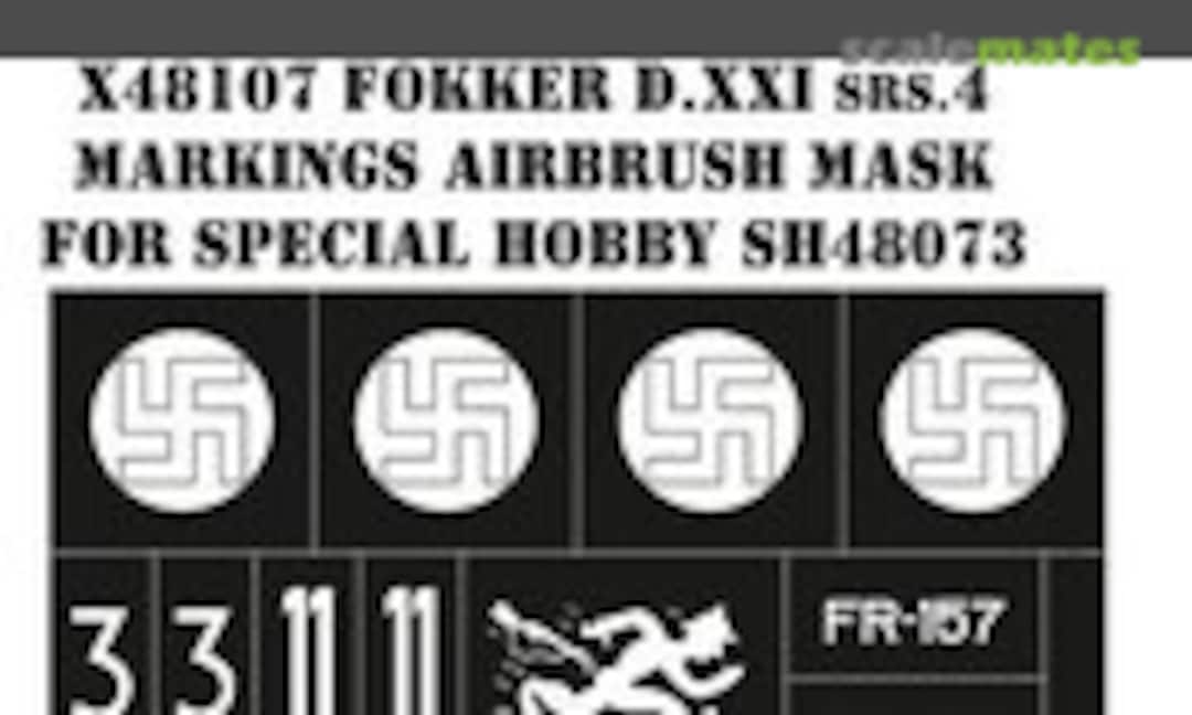 1:48 Fokker D.XXI srs.4 Markings Airbrush Mask (MH Models X48107) X48107