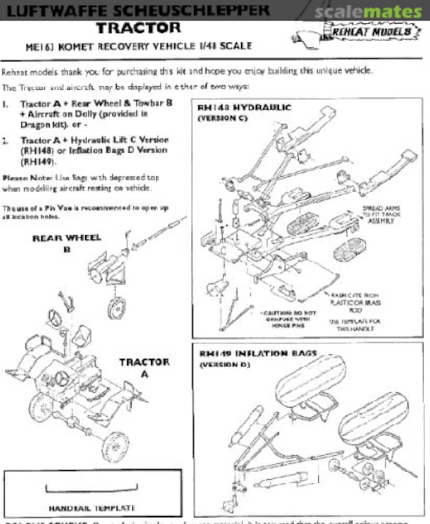 Boxart Luftwaffe Scheuschlepper tractor for Me 163 RH149 Reheat Models