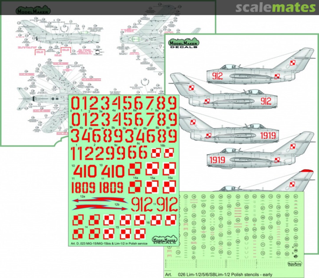 Boxart MiG-15 In Polish Service + Early Stencils - CS48002 ModelMaker Boxart MiG-15 In Polish Service + Early Stencils - CS48002 ModelMaker